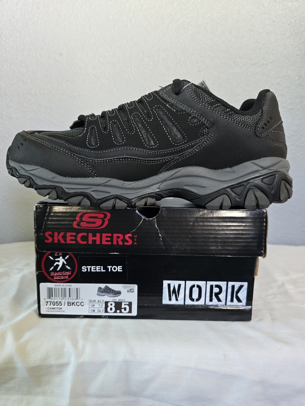 Skechers Cankton Men's Black Work Steel Toe Athletic Shoe